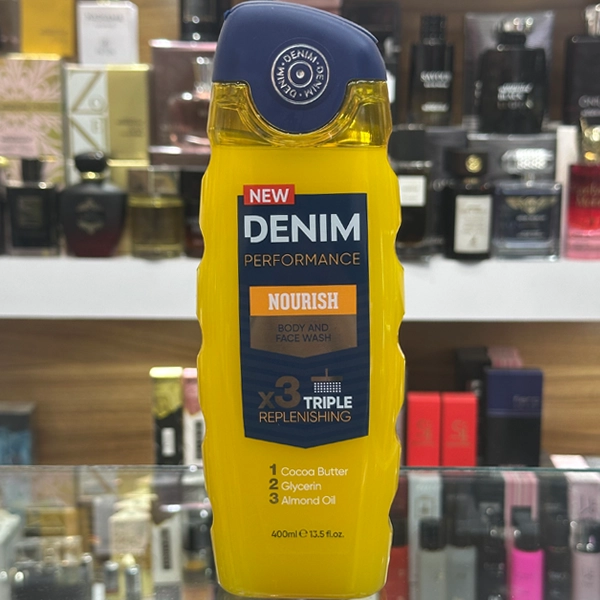 شامپو بدن دنیم زرد اصل ایتالیایی مدل نوریشینگ مناسب پوست خشک 400 میل | DENIM Nourish Body & Face Wash Triple Replenishing 400ml